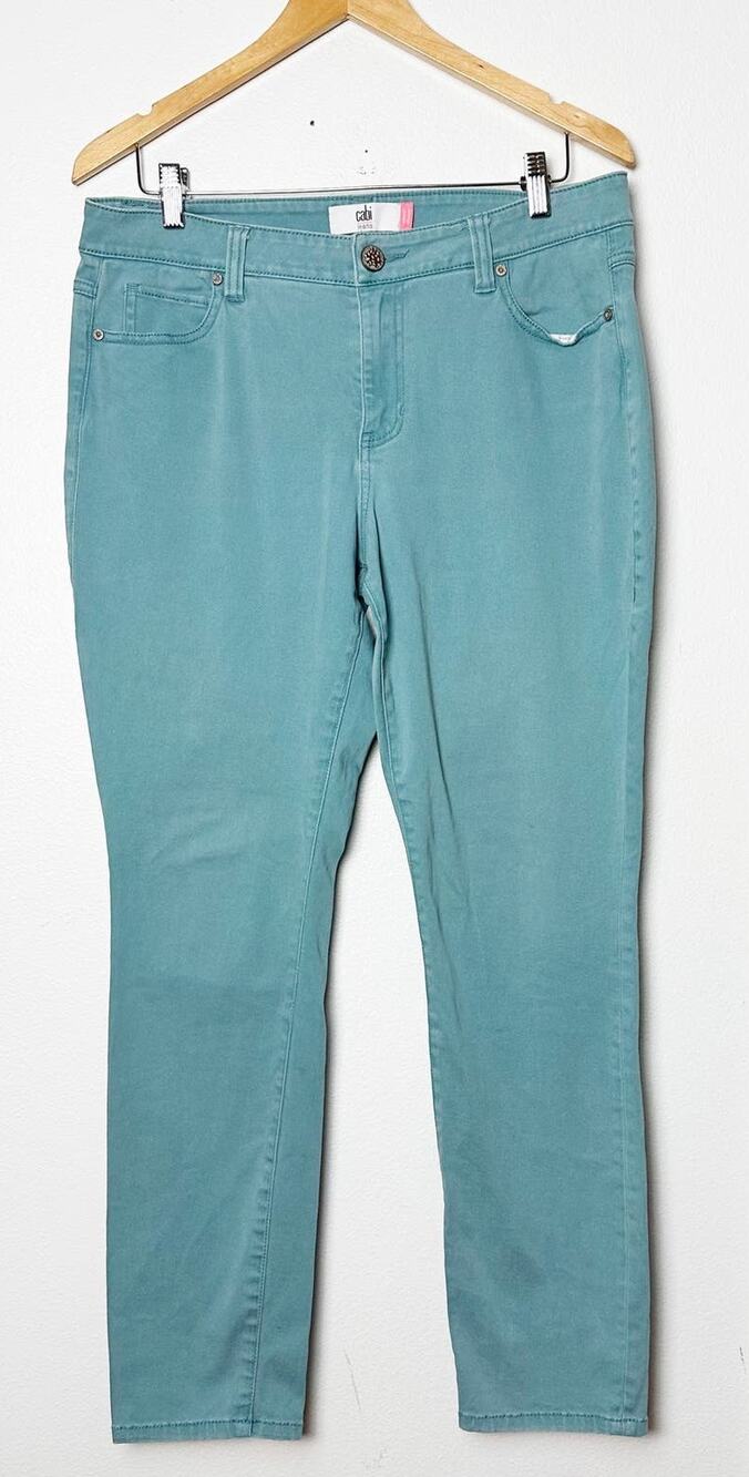 Cabi Curvy Skinny Jeans Mint Seafoam Green Ankle Pants Womens Size 12 Style 5170